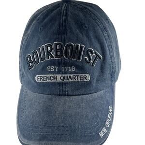 The Big Easy Bourbon St French Quarter Blue Denim Cotton Raw Ma Snapback Hat